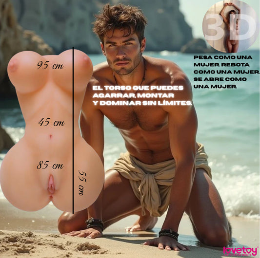Fuck Me Bare™ – El torso real que te deja sin aire. Piel suave, pechos firmes y una vagina 3D que se cierra como la de una mujer excitada.