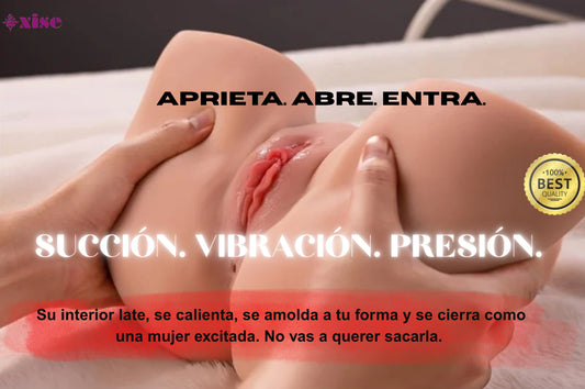Maya™ — La vagina jugosa y real que late, se calienta, se cierra, succiona el glande y vibra de 5 modalidades distintas. Tu nueva obsesión privada.